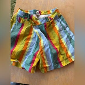 Lucy & Yak Multicolor Vertical Stripe High-Waist Shorts